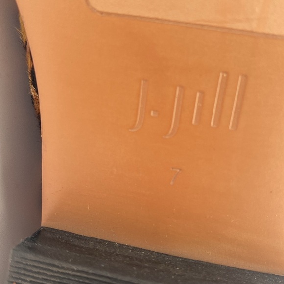 JJill Leopard Print Ankle Boot women 7 cow fur festival Casual office retro boho - Picture 12 of 16